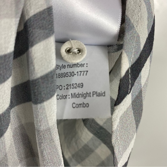 Paige Silk button down floral and plaid mix print blouse - Picture 8 of 9